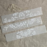 Image 1 of Venetian floral lace white ink printed vellum paper belly bands  PACK of 10