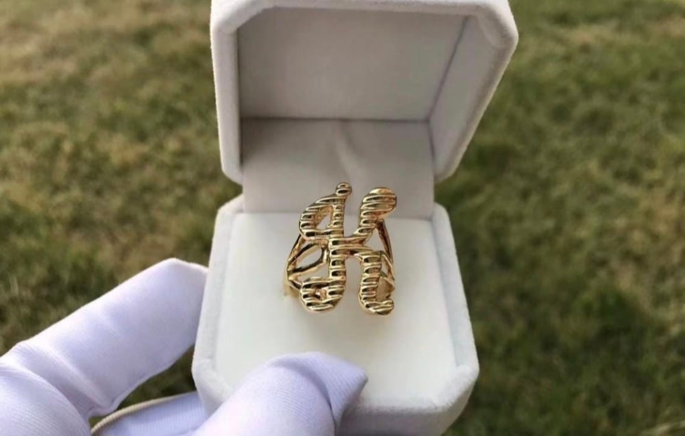 Image of Custom 18k gold plated initial  ring