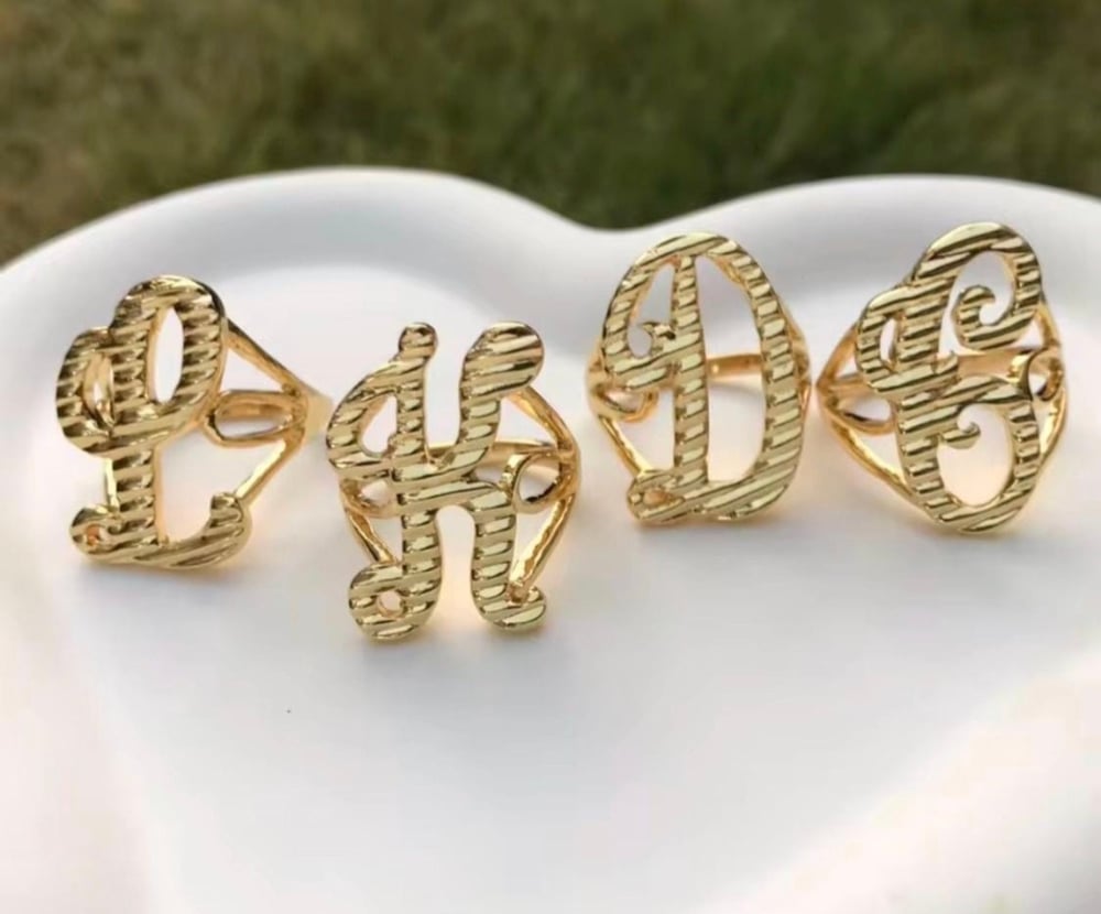 Image of Custom 18k gold plated initial  ring