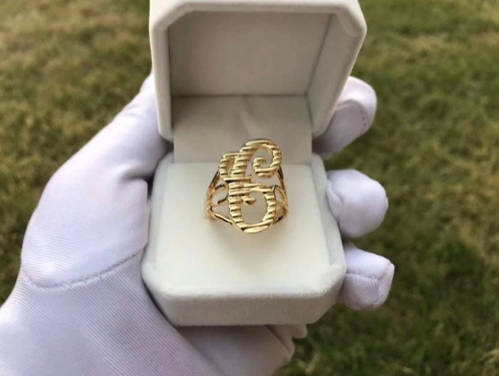 Image of Custom 18k gold plated initial  ring