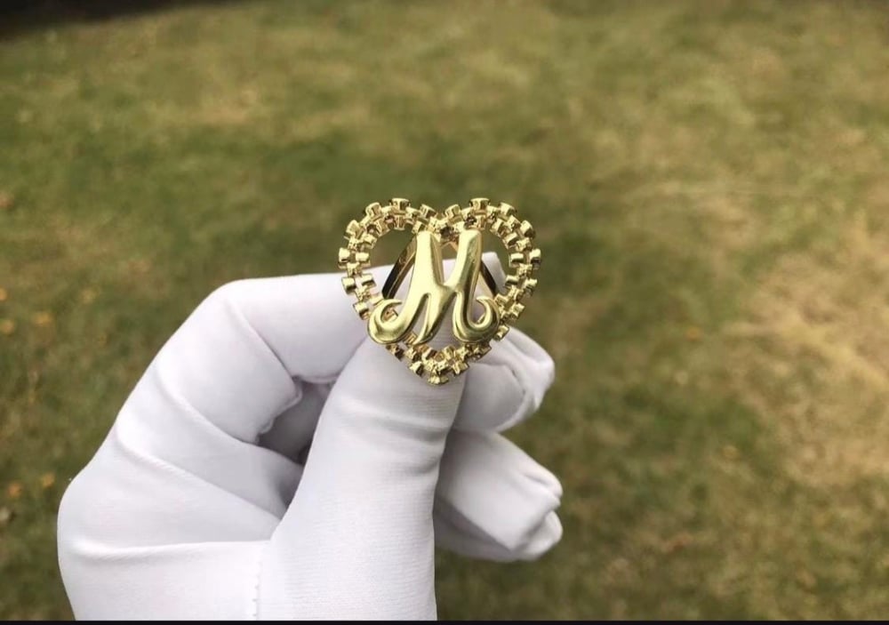 Image of Heart Frame Charm initial ring