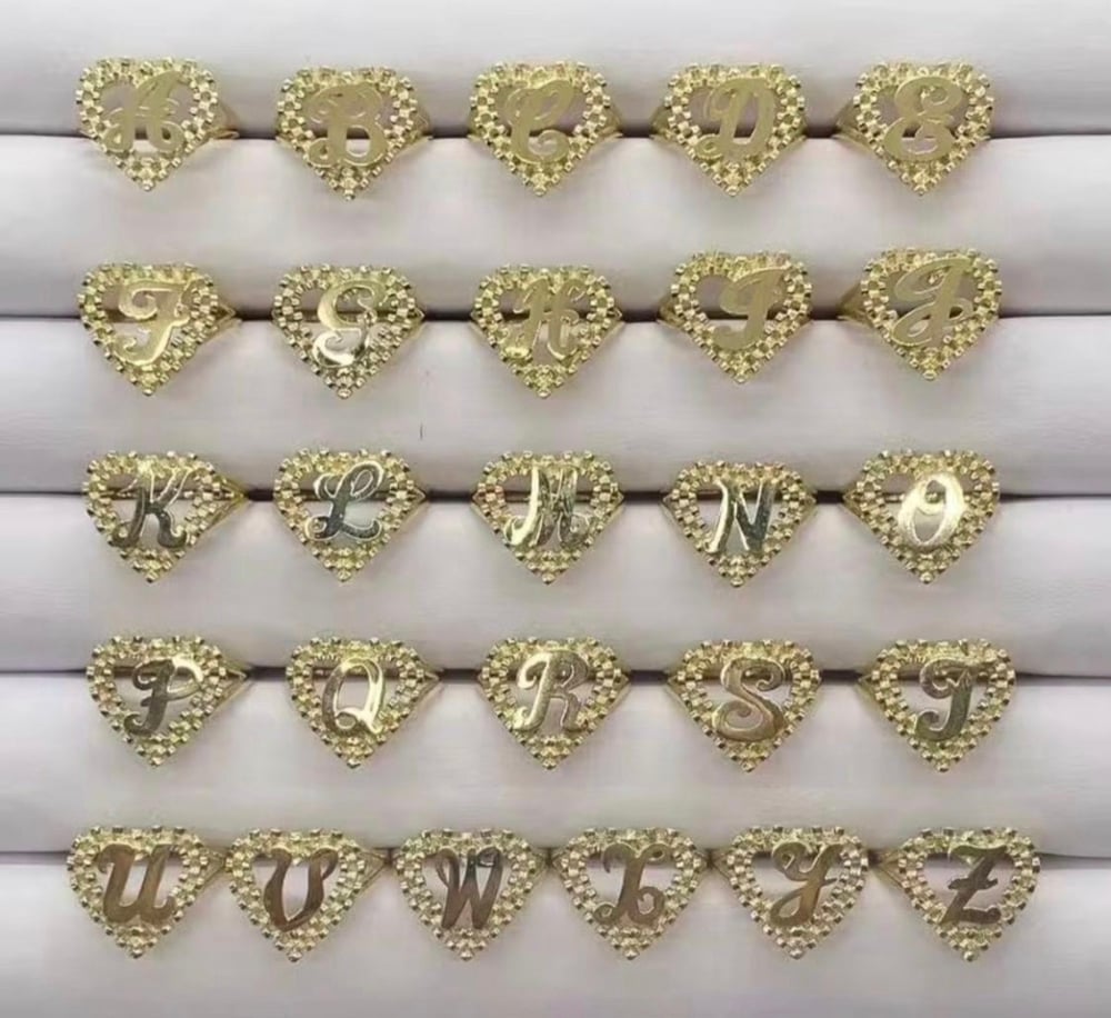 Image of Heart Frame Charm initial ring