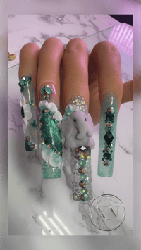 Turquoise/3D Elephant Nail Set
