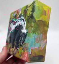 Image 3 of Spring Skunk – cute 4x4" canvas painting