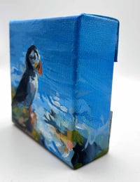Image 2 of Perched in the Breeze – cute 4x4" puffin painting