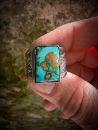 Image 5 of WL&A Handmade Heavy Ingot Sonoran Mtn Turquoise Arrow Ring - Size 12