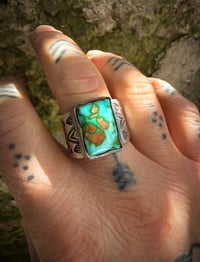 Image 4 of WL&A Handmade Heavy Ingot Sonoran Mtn Turquoise Arrow Ring - Size 12