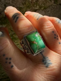 Image 3 of WL&A Handmade Heavy Ingot Sonoran Mtn Turquoise Arrow Ring - Size 11