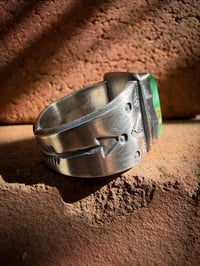 Image 5 of WL&A Handmade Heavy Ingot Sonoran Mtn Turquoise Arrow Ring - Size 11