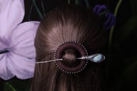 Image 1 of Brown hemp labradorite hair pin