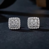 Image 1 of Round Moissanite Halo Earrings