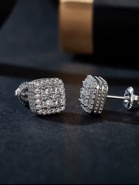 Image 2 of Round Moissanite Halo Earrings