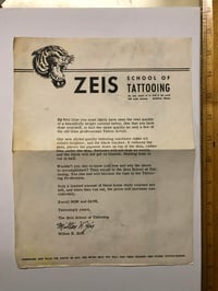 Image 1 of Zeis School of tattooing with early Renegade sketch on reverse 1950’s