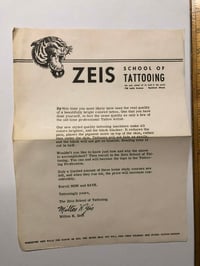 Image 1 of Zeis School of tattooing enrollment flyer 1950’s 