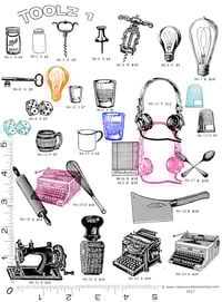 Image 1 of Typewriters/Bulbs/Headphones Rubber Stamps P96