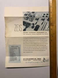 Image 2 of Zeis tattoo instrument flyer. 1950’s