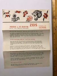 Image 1 of Zeis tattooing school flyer 1950’s