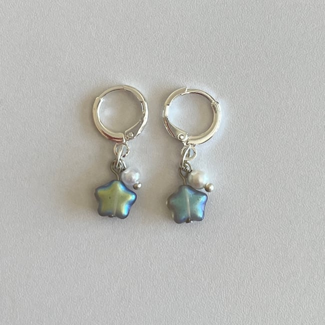 'shooting stars' silver huggie hoop earrings