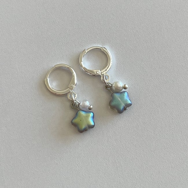 'shooting stars' silver huggie hoop earrings