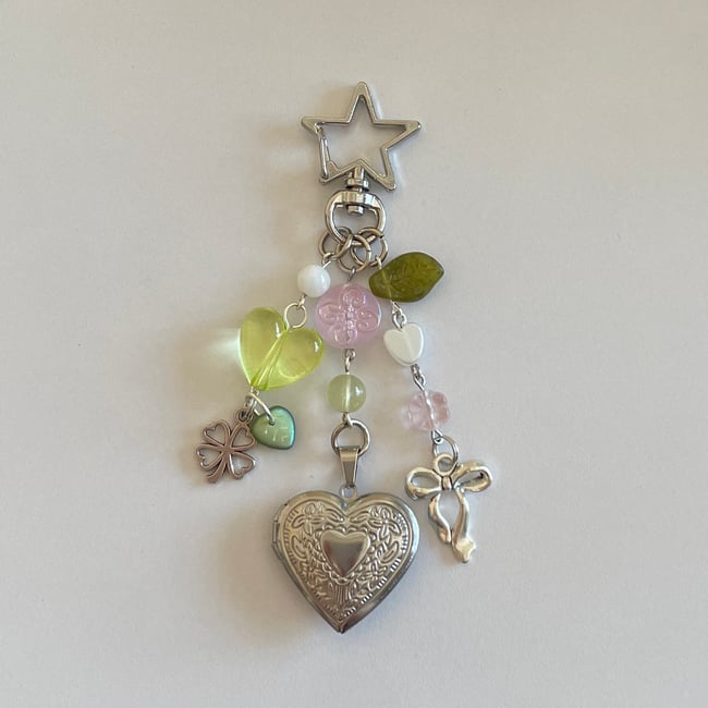 greenpink locket keychain