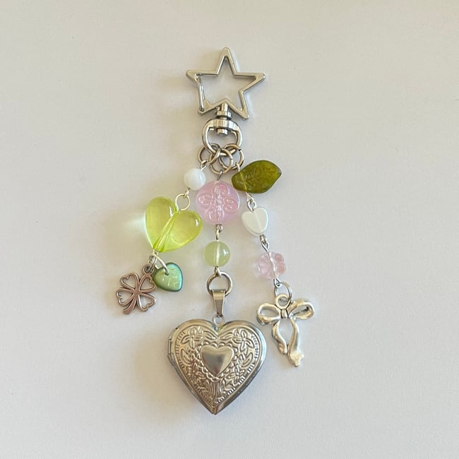 greenpink locket keychain