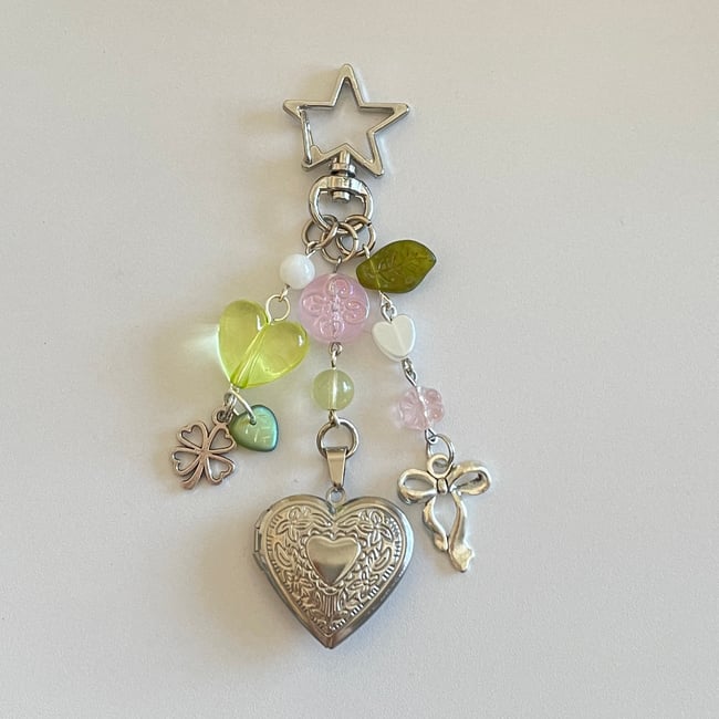 greenpink locket keychain