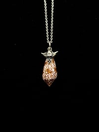 Textile Cone Pendant w/ Coral Skull Cap 