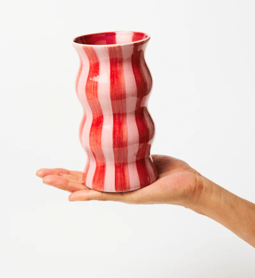 Image of Palma Vase - Red Pink Stripe