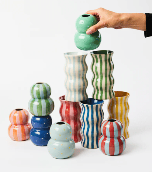 Image of Palma Vase - Navy Stripe