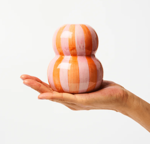 Image of Festive Vase - Pink Orange Stripe