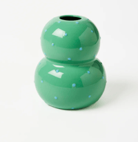 Image 1 of Festive Vase - Green Blue Dotty