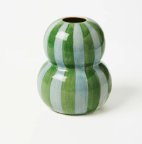 Image 1 of Festive Vase - Green Blue Stripe