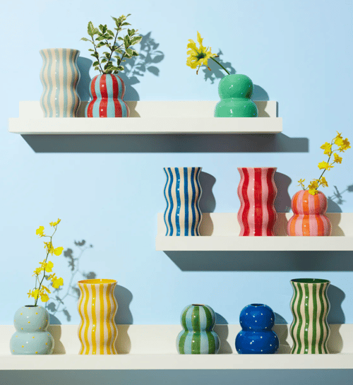 Image of Festive Vase - Navy Dotty