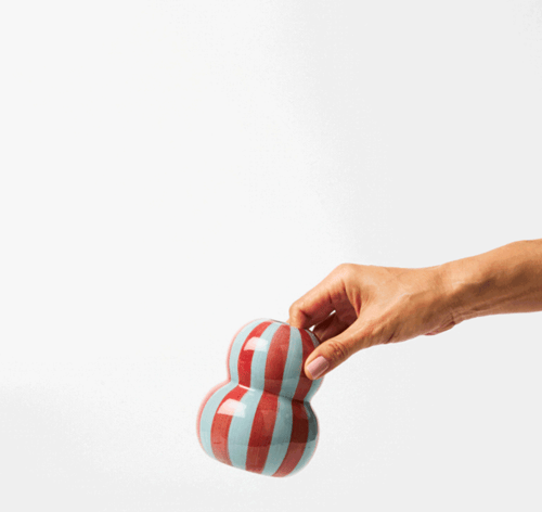 Image of Festive Vase - Burgundy Pale Blue Stripe