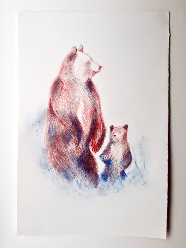 Mama and bear ~ original drawing