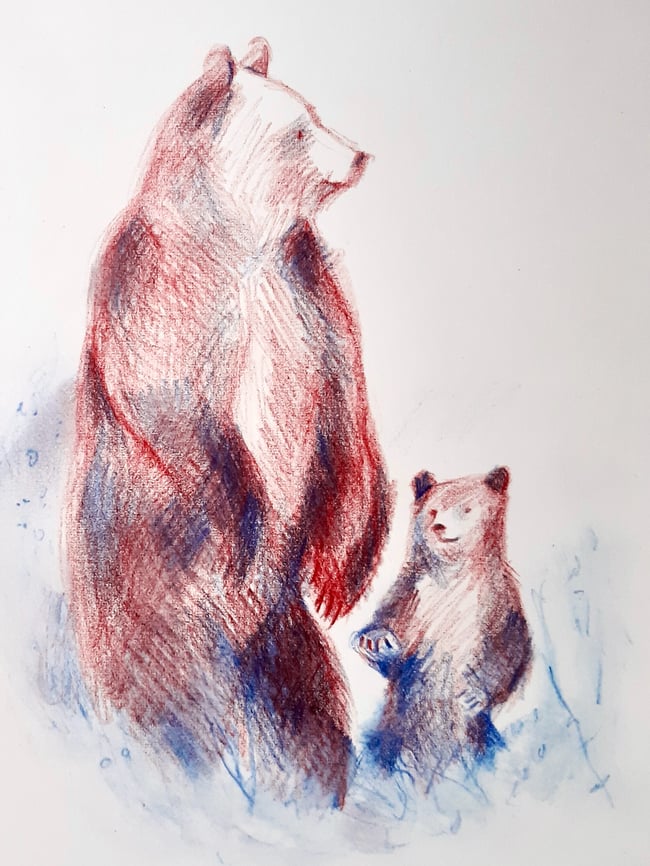 Mama and bear ~ original drawing