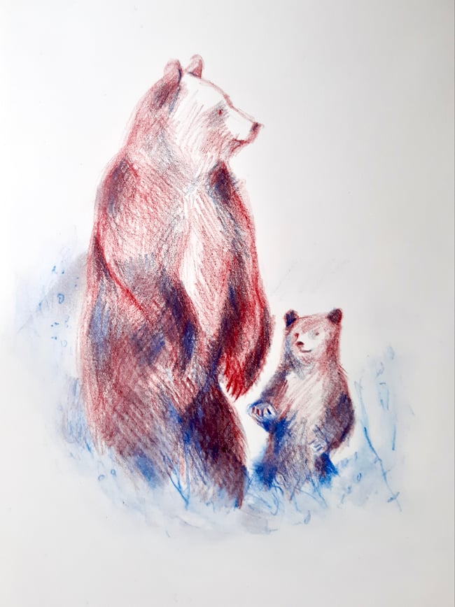 Mama and bear ~ original drawing