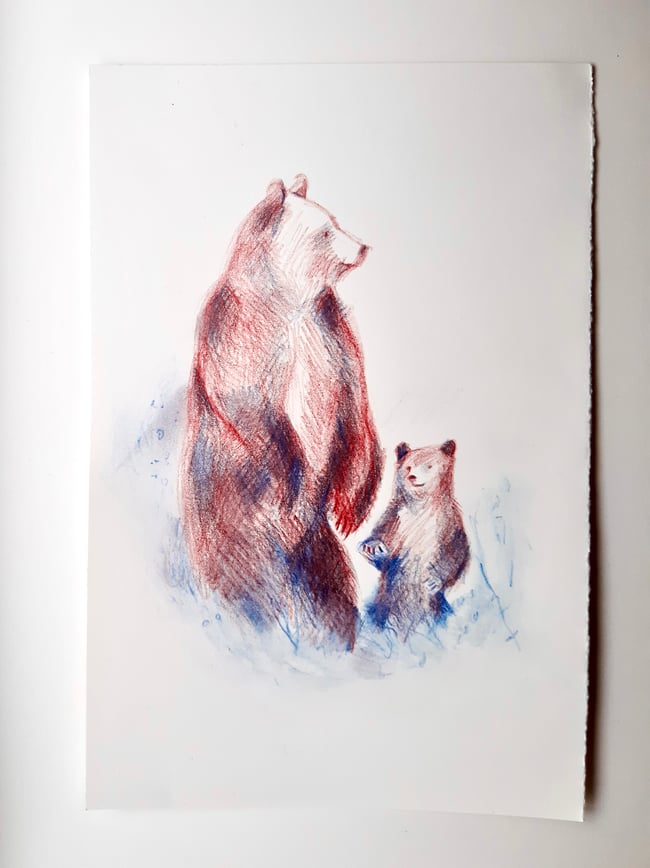 Mama and bear ~ original drawing