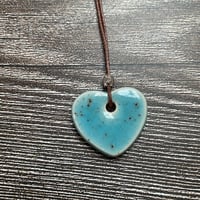 Ceramic Speckled Blue Heart Pendant/Necklace