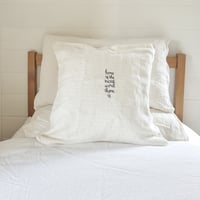 Image 3 of hand stitched heavy off-white linen cushion cover 