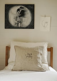 Image 2 of hand stitched heavy raw linen cushion cover