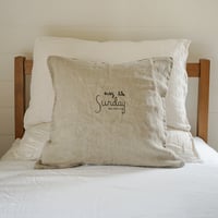 Image 1 of hand stitched heavy raw linen cushion cover
