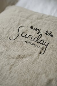 Image 3 of hand stitched heavy raw linen cushion cover