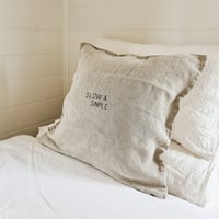 Image 1 of hand stitched heavy raw linen cushion cover {i}
