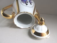 Image 5 of Vintage Czechoslovakian Porcelain Teapot, Courting Couple Decor of Man Proposing 