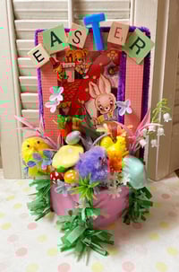 Vintage Easter Fun In Pink Berry Basket Spring Decoration