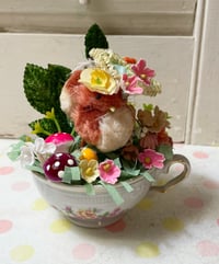 Vintage Chenille Chick in Teacup Easter Spring Decoration