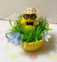 Cute Chenille Chick in Tin Teacup Easter Spring Decoration