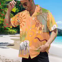 Image 1 of Men's All Over Print Hawaiian Shirt SAFARI