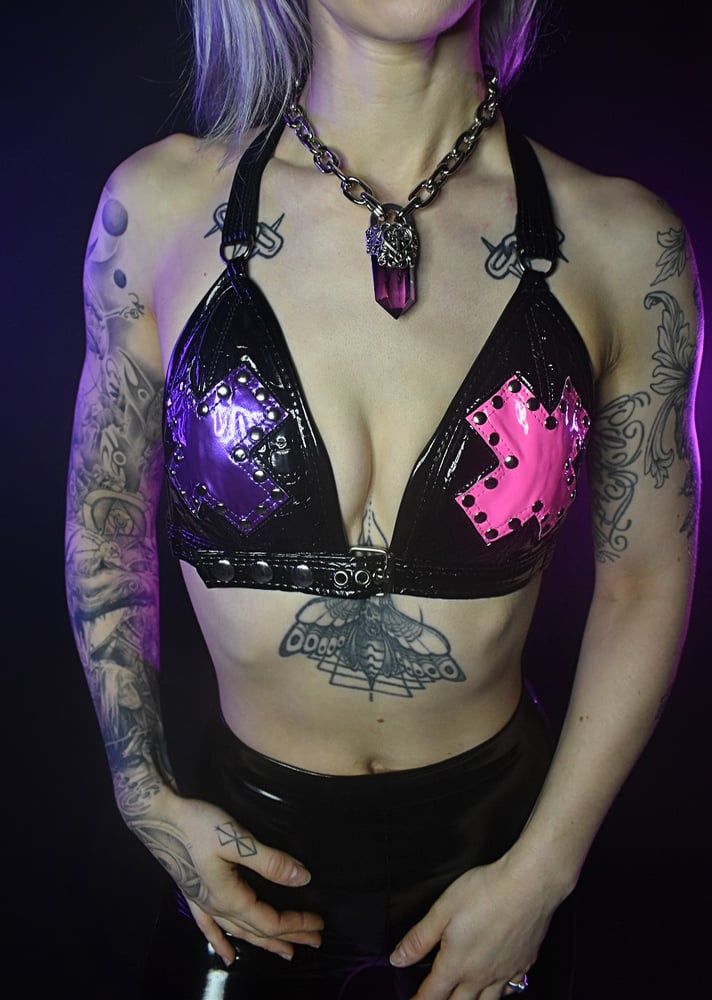 Image of PINK AND PURPLE X BRA XS-MEDIUM